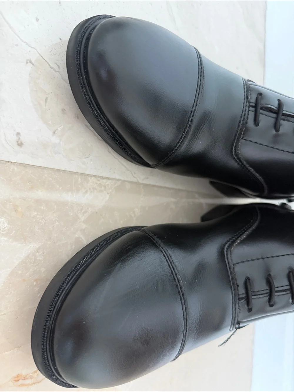 HORZE KIDS Tall Equestrian-Style Leather Boots - Black, Size 37 ( Big Kid 5-5,5)
